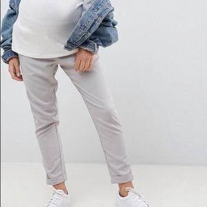 New Look Maternity Gray White Tuxedo Stripe Pants